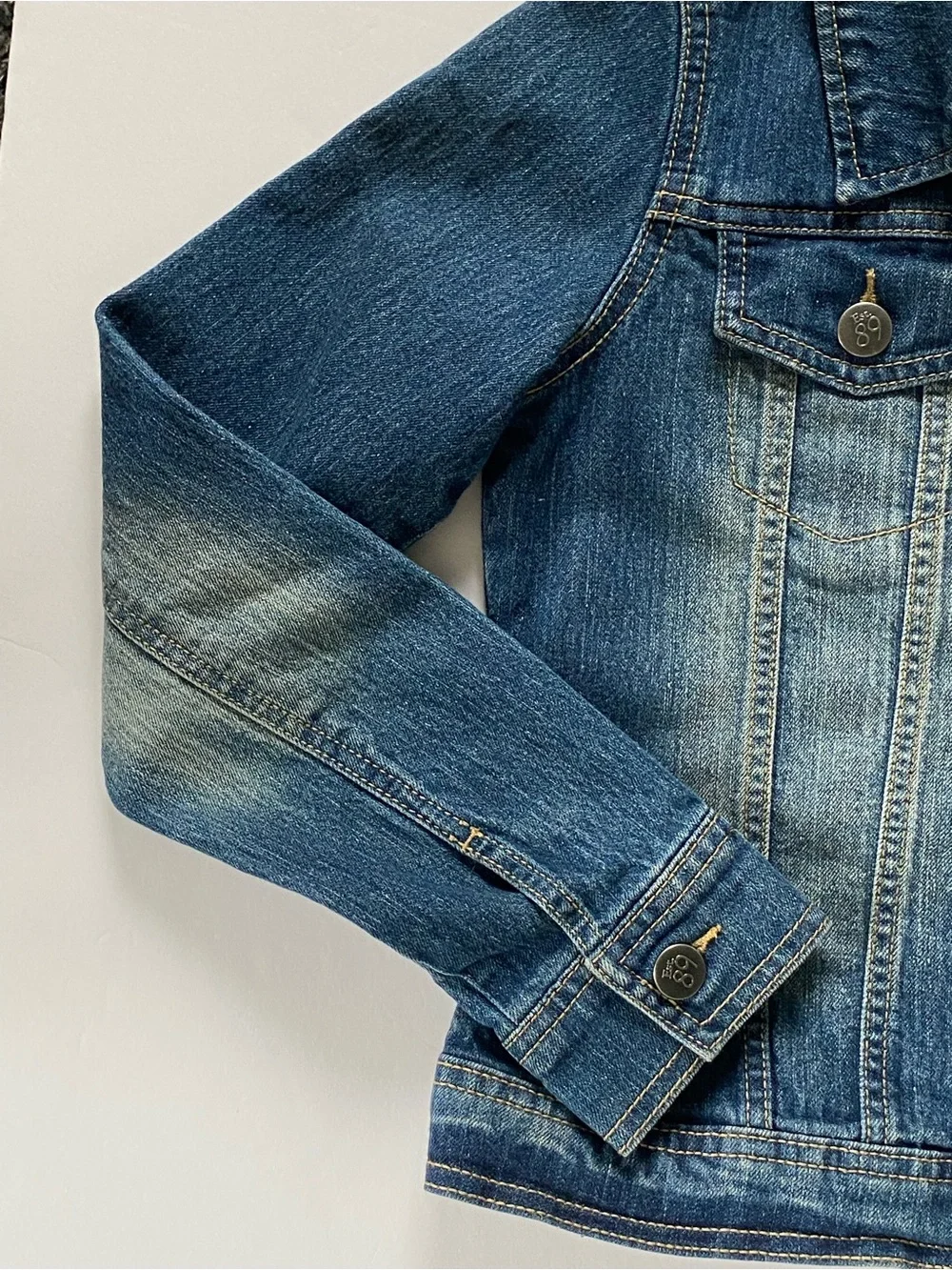 Jean Jacket Size 14 XL Girls Blue Denim Coat Pockets Size Distressed Look Jeans